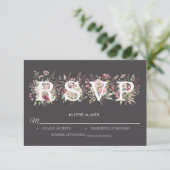 Anchor Spring Floral Wedding RSVP card (Debout devant)