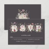Anchor Spring Floral Wedding RSVP card (Devant / Derrière)