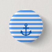 Anchor Stripes Blue & White Ronde Button 3,2 Cm (Voorkant)