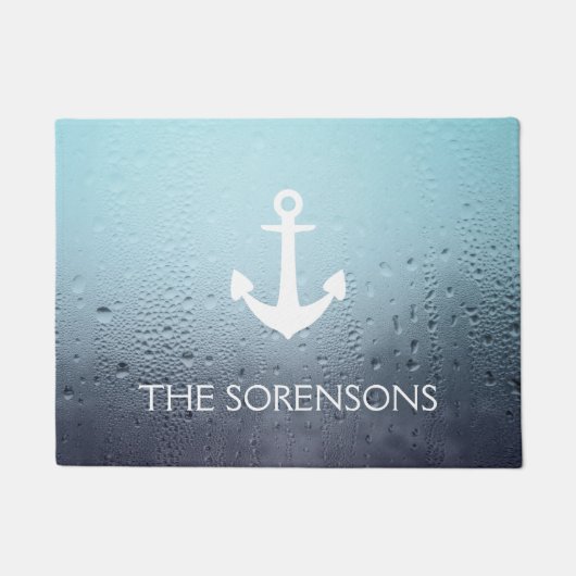 Anchor Water Druppels Familienaam Doormat Deurmat (Voorkant)
