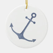 Anchor Waterverf Blauwe kerstversiering Keramisch Ornament (Voorkant)