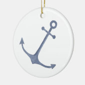 Anchor Waterverf Blauwe kerstversiering Keramisch Ornament (Links)