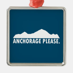 Anchorage Alaska alsjeblieft Metalen Ornament
