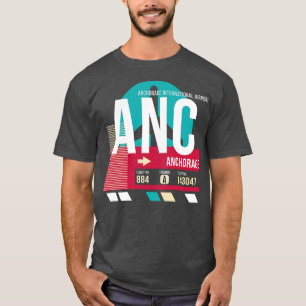 Anchorage Alaska ANC Airport Code Bagage Label T-shirt