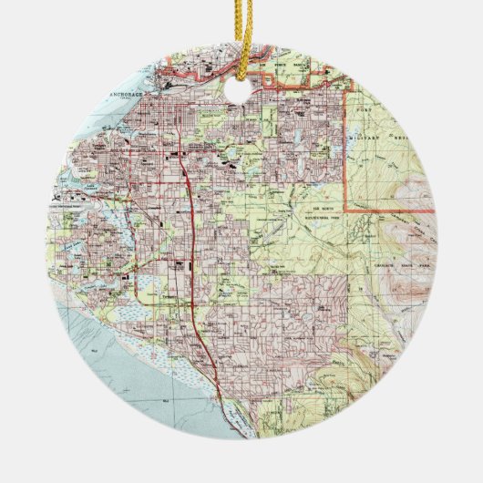 Anchorage Alaska Map (1994) Keramisch Ornament (Voorkant)