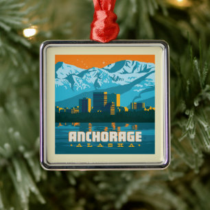 Anchorage, Alaska Metalen Ornament