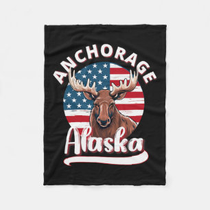 Anchorage Alaska Moose Kijken Alaskan Vlag Jagen Fleece Deken
