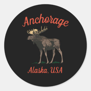 Anchorage Alaska Moose Ronde Sticker