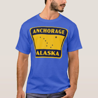 Anchorage Alaska Retro Badge Blauw T-shirt