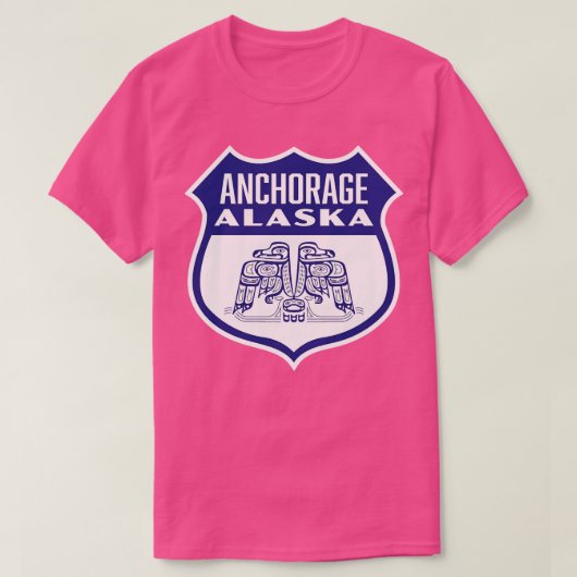 Anchorage Alaska Retro Vogelschild Blauw T-shirt (Design voorkant)