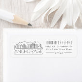 Anchorage, Alaska Stylized Skyline | Etiket (Insitu)