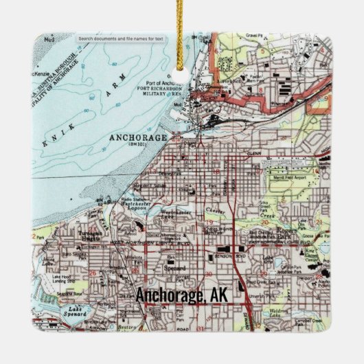 Anchorage Alaska Topo Map Keramisch Ornament (Achterkant)