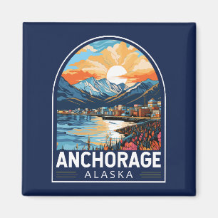 Anchorage Alaska Travel Art Embleem Magneet