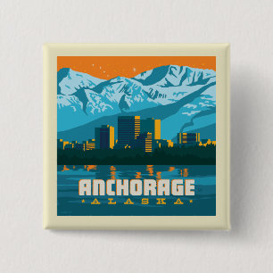 Anchorage, Alaska Vierkante Button 5,1 Cm