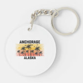 Anchorage Alaska Zomer Retro Vakantie Sleutelhanger (Achterkant)