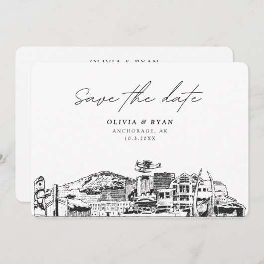 Anchorage Bruiloft Modern Save the Date Kaart (Voorkant / Achterkant)
