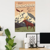Anchorage Chugach Mountain Poster Vintage voyage (Bureau à domicile)