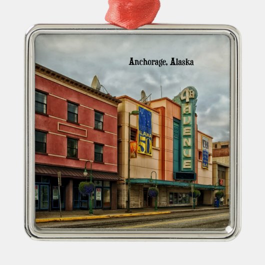 Anchorage Cityscape Metalen Ornament (Voorkant)