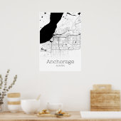 Anchorage Map - Alaska - Poster stadskaart (Keuken)