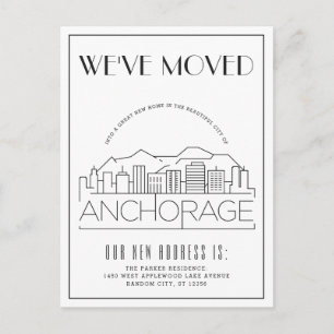 Anchorage   Moderne Deco Stad Verhuizing Aankondigingskaart