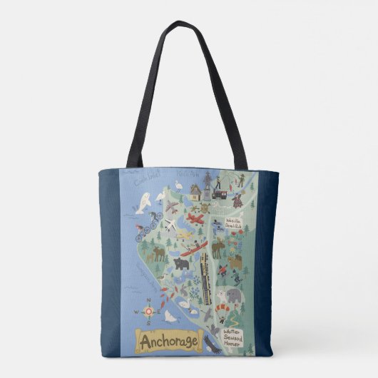 Anchorage stadsplattegrond Canvas tas (Achterkant)