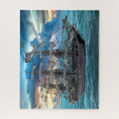 ANCHORED PIRATE SHIP OP SUNSET LEGPUZZEL (Verticaal)