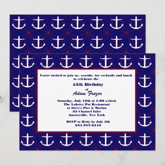 Anchors Away Invitation Kaart (Voorkant / Achterkant)