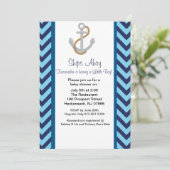 Anchors Away Nautical Baby shower Invitation Kaart (Staand voorkant)