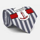 Anchors Away Nautical Thormish Blue Striped Stropdas (Opgerold)