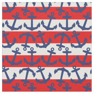 Anchors Aweeg, Nautical Stripes Fabric Stof
