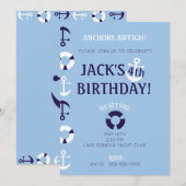Anchors Aweigh Birthday Invitation Kaart (Voorkant / Achterkant)