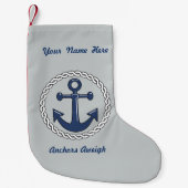Anchors Aweigh Gray Personalized Kleine Kerstsok (Voorkant)