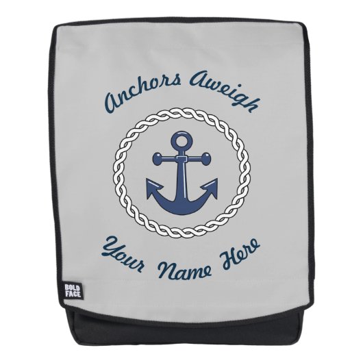Anchors Aweigh Gray Personalized Rugtassen (Voorkant)