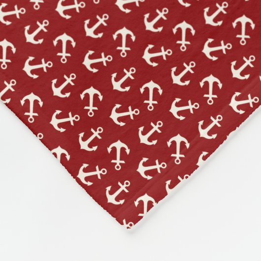 Anchors Aweigh Nautical Pattern in Red and White Fleece Deken (Hoek)