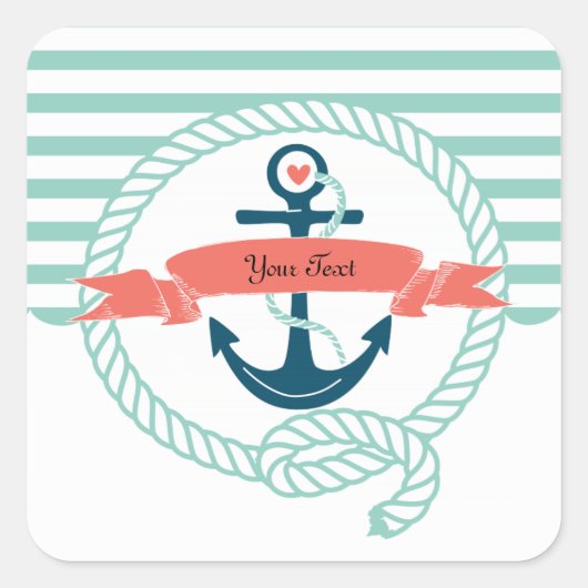 Anchors Nautical Vierkante Sticker (Voorkant)