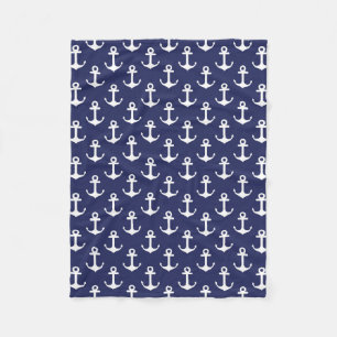 Anchors Navy Blue - Fleece Blanket Deken