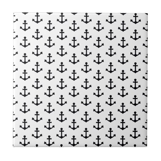 Anchors Pattern Nautical Black White Sailor Tegeltje (Voorkant)