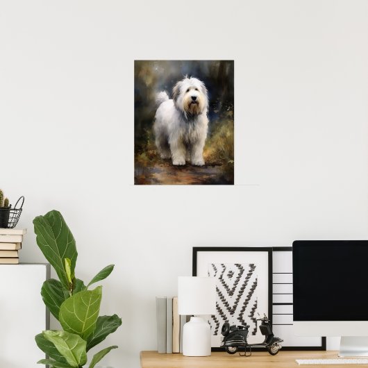 Ancien anglais Sheepdog Chien Art Imprimer Poster (Bureau à domicile)