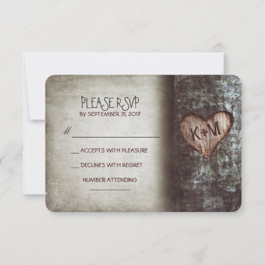 Ancien arbre de mariage rustique cartes RSVP (Devant)