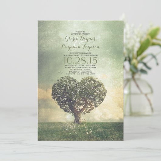 Ancien arbre invitation mariage campagnard rustiqu (Debout devant)