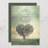 Ancien arbre invitation mariage campagnard rustiqu (Devant / Derrière)
