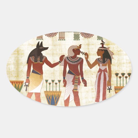 Ancien autocollants ovale style art égyptien (Devant)