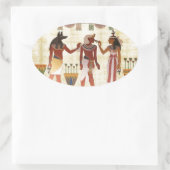 Ancien autocollants ovale style art égyptien (Sac)