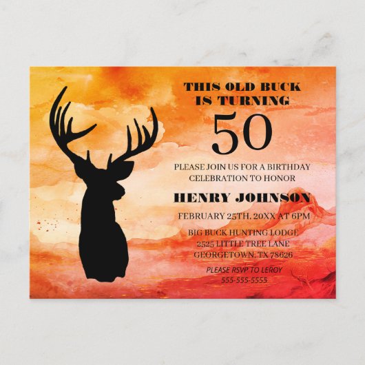 Ancien Buck 50e Anniversaire Fête Invitation (Devant)
