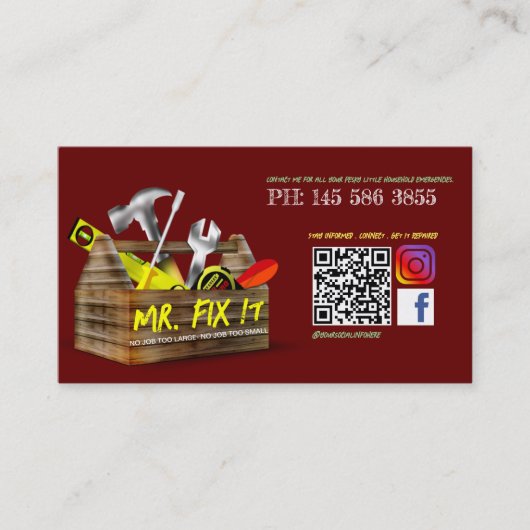 Ancien Carte de visite de réparation boîte à outil (Devant)