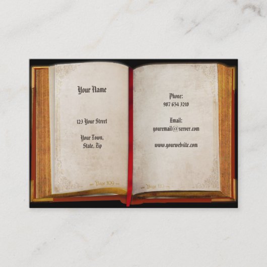 Ancien Carte de visite Open Book (Devant)