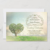 Ancien coeur d'arbre invitations de mariage rustiq (Devant)
