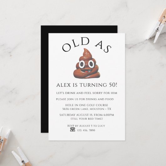 Ancien comme invitation d'anniversaire unisexe de (Devant/Arrière en situation)