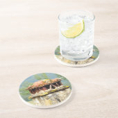 Ancien Dessous de verre de boisson en grès de la C (Côté)