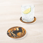 Ancien Dessous de verre grec en grès noir (Côté)